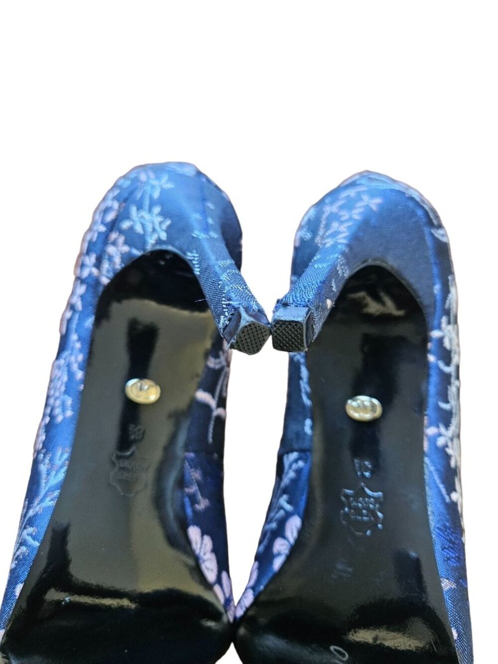 Charles David Denise Blue Floral Brocade Stiletto Heels Women Size 8.5 - Picture 7 of 13